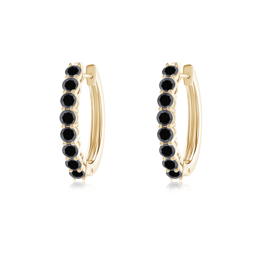 2mm A Airline-Set Black Diamond Hinged Hoop Earrings in Yellow Gold 
