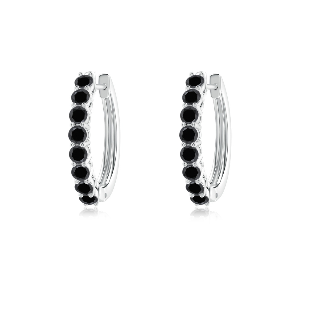 2mm AA Airline-Set Black Diamond Hinged Hoop Earrings in P950 Platinum