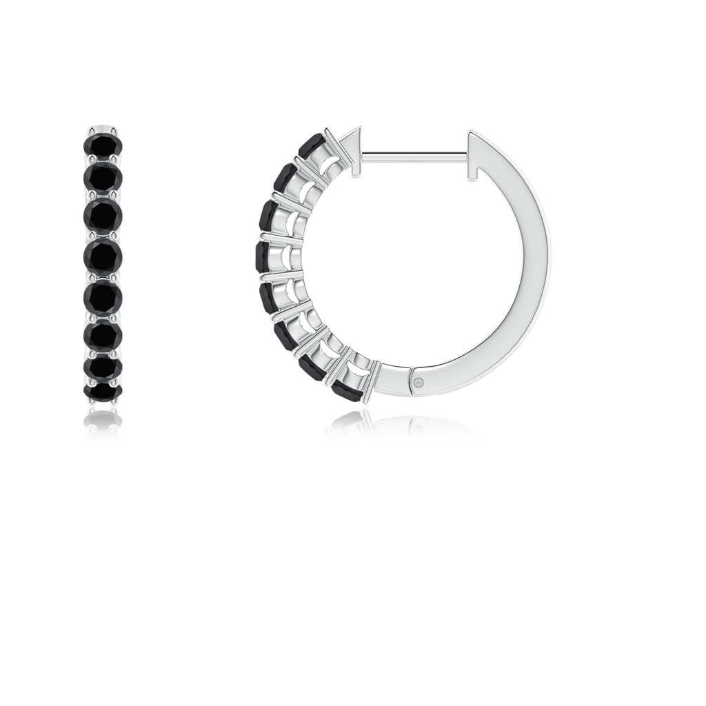 2mm AA Airline-Set Black Diamond Hinged Hoop Earrings in P950 Platinum - side_1