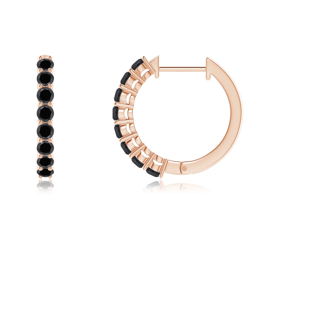 2mm AA Airline-Set Black Diamond Hinged Hoop Earrings in Rose Gold - side_1