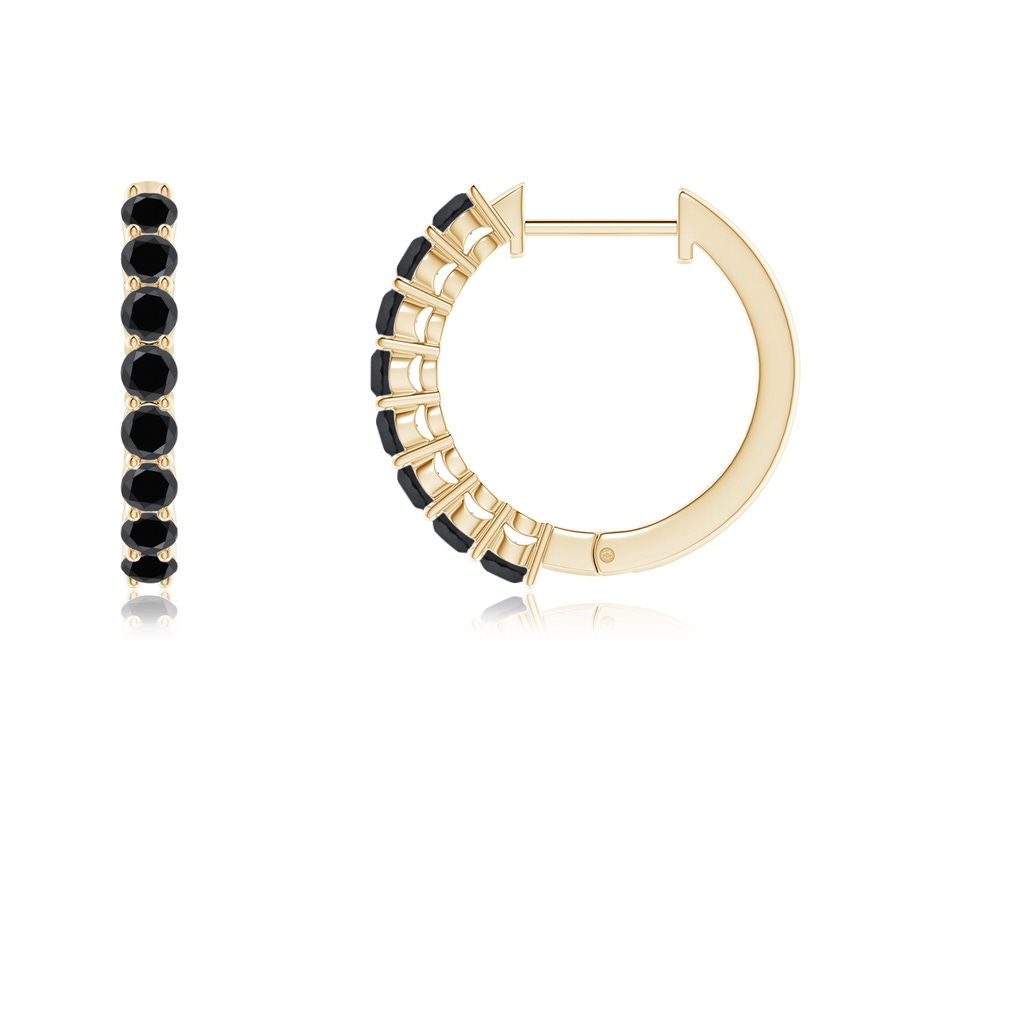 2mm AA Airline-Set Black Diamond Hinged Hoop Earrings in Yellow Gold - side_1