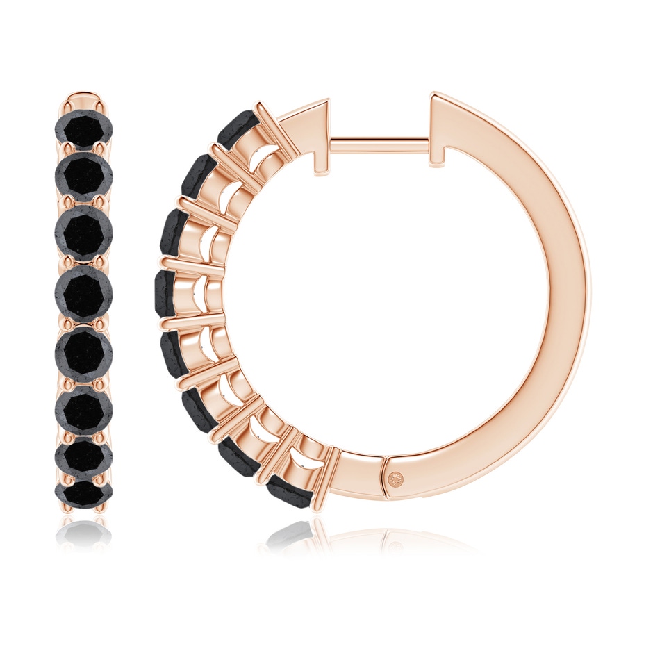 3.2mm A Airline-Set Black Diamond Hinged Hoop Earrings in Rose Gold side-1
