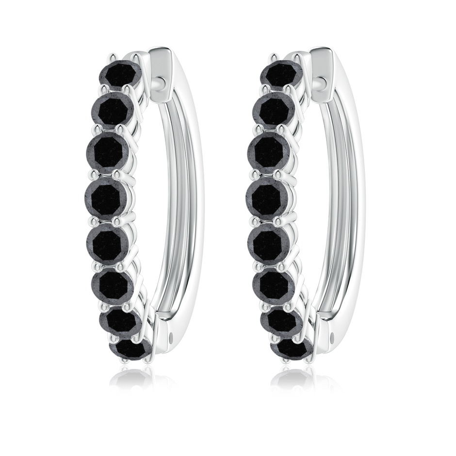 3.2mm A Airline-Set Black Diamond Hinged Hoop Earrings in White Gold 