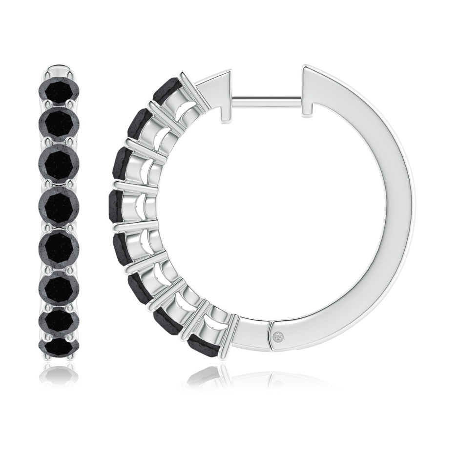 3.2mm A Airline-Set Black Diamond Hinged Hoop Earrings in White Gold side-1