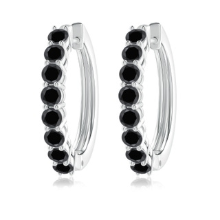 3.2mm AA Airline-Set Black Diamond Hinged Hoop Earrings in P950 Platinum