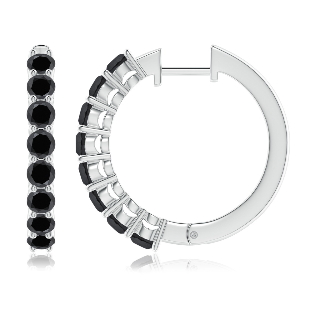 3.2mm AA Airline-Set Black Diamond Hinged Hoop Earrings in White Gold - side_1