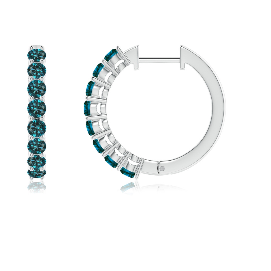 2.5mm AA Airline-Set Blue Diamond Hinged Hoop Earrings in White Gold side-1