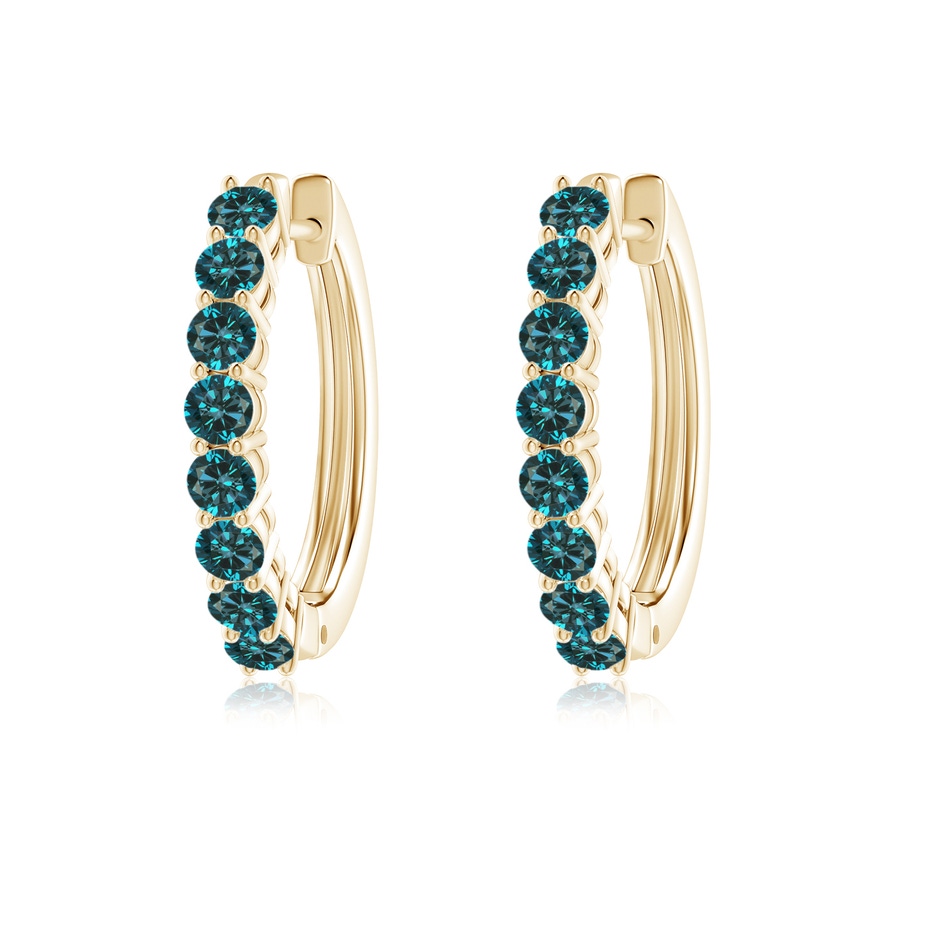2.5mm AA Airline-Set Blue Diamond Hinged Hoop Earrings in Yellow Gold 