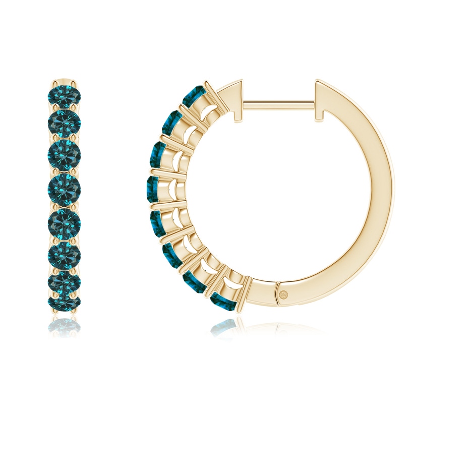 2.5mm AA Airline-Set Blue Diamond Hinged Hoop Earrings in Yellow Gold side-1
