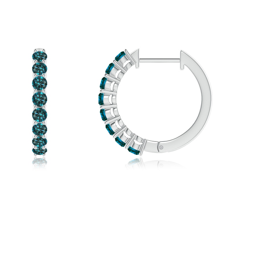 2mm AA Airline-Set Blue Diamond Hinged Hoop Earrings in White Gold side-1