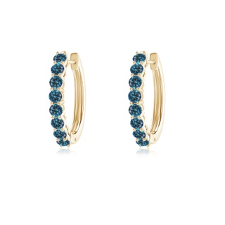 2mm AAA Airline-Set Blue Diamond Hinged Hoop Earrings in 10K Yellow Gold