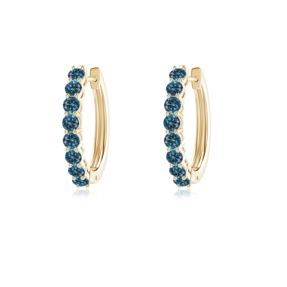 2mm AAA Airline-Set Blue Diamond Hinged Hoop Earrings in 10K Yellow Gold 