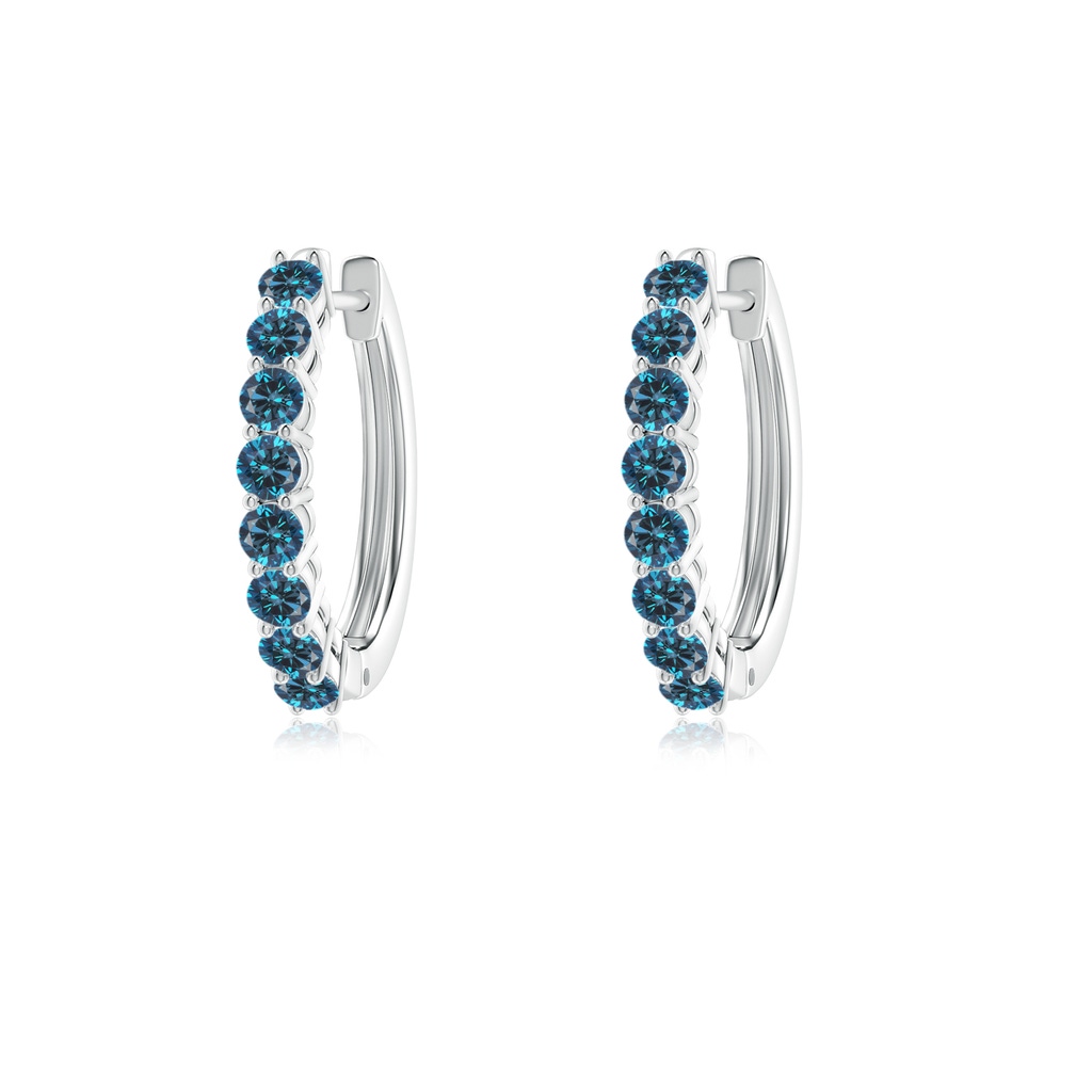 2mm AAA Airline-Set Blue Diamond Hinged Hoop Earrings in P950 Platinum
