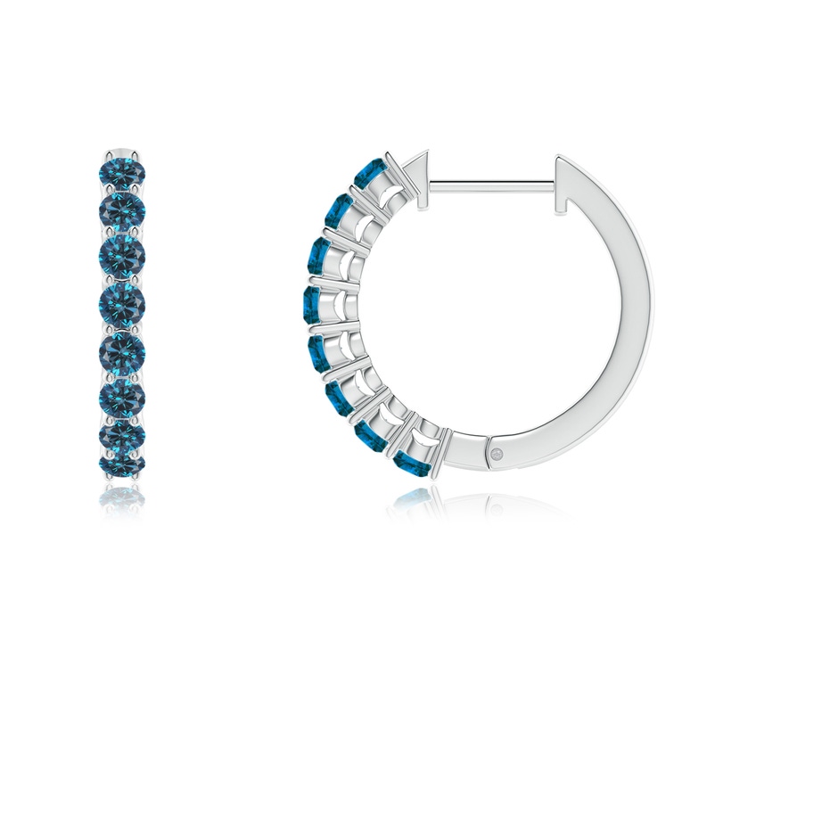 2mm AAA Airline-Set Blue Diamond Hinged Hoop Earrings in White Gold side-1