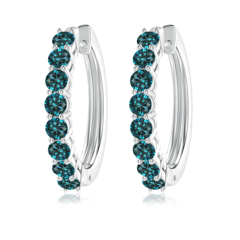 3.2mm AA Airline-Set Blue Diamond Hinged Hoop Earrings in P950 Platinum 