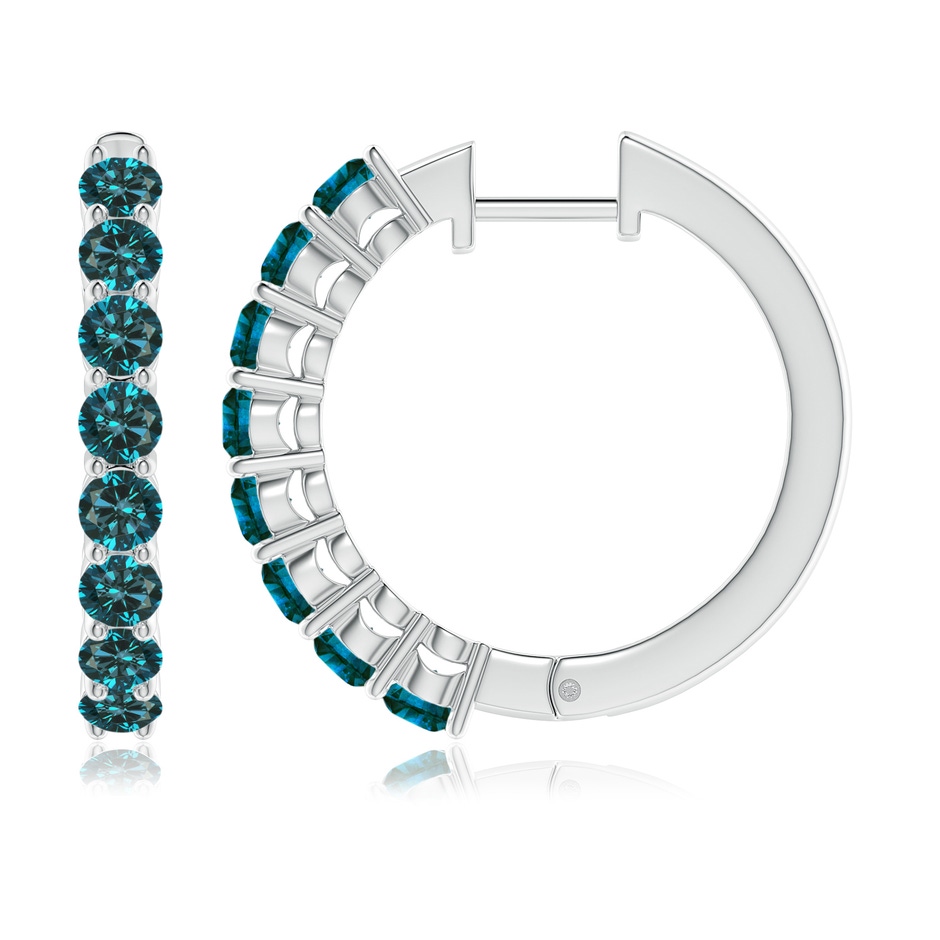 3.2mm AA Airline-Set Blue Diamond Hinged Hoop Earrings in P950 Platinum side-1