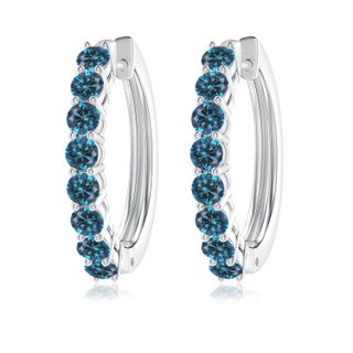 3.2mm AAA Airline-Set Blue Diamond Hinged Hoop Earrings in P950 Platinum