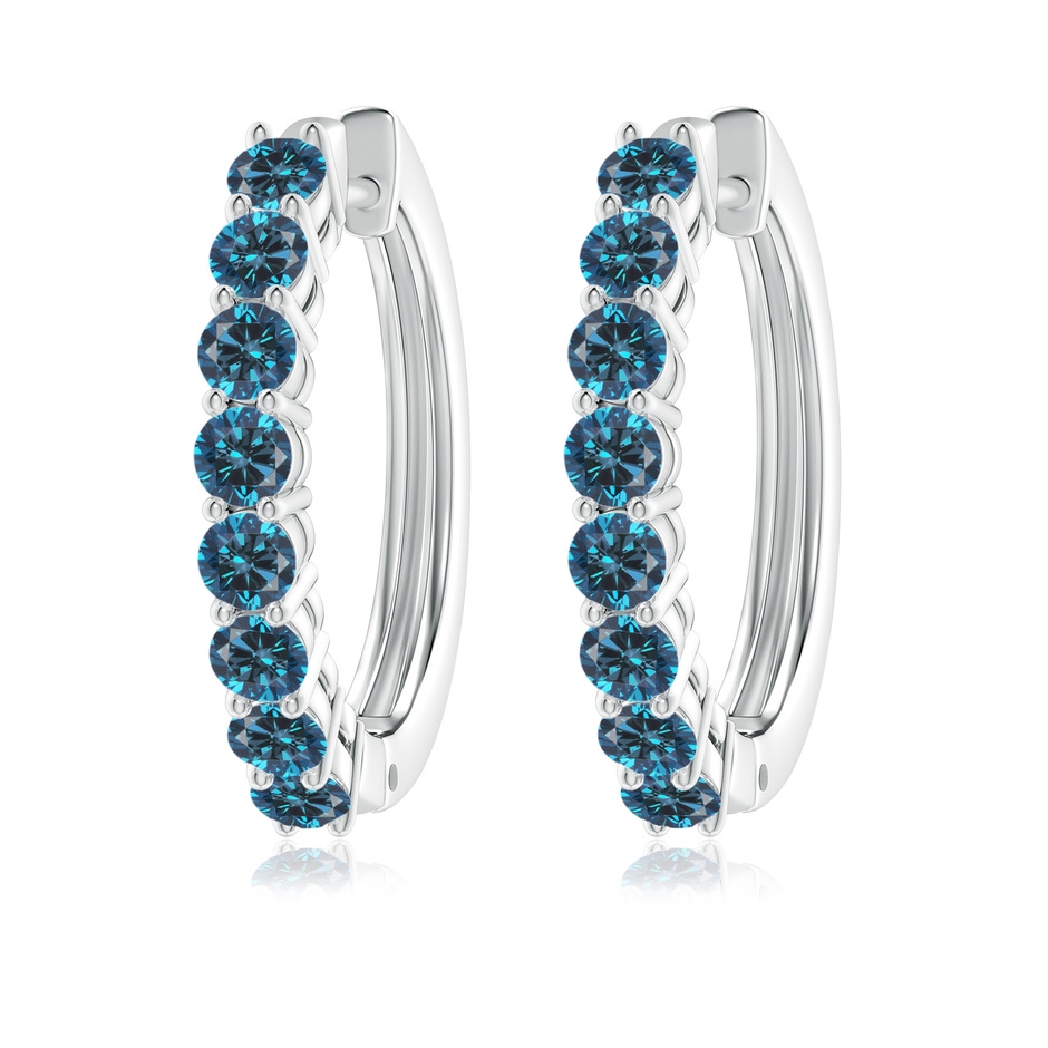 3.2mm AAA Airline-Set Blue Diamond Hinged Hoop Earrings in P950 Platinum 