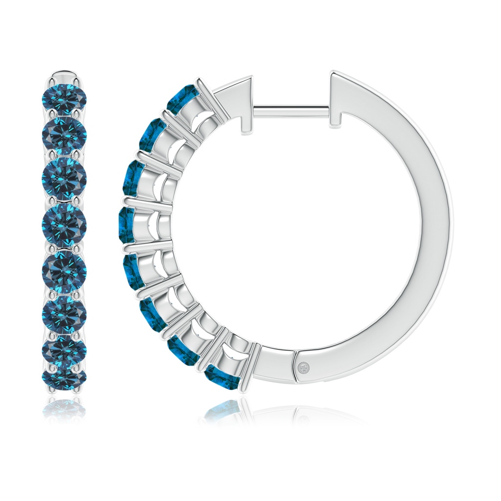 3.2mm AAA Airline-Set Blue Diamond Hinged Hoop Earrings in P950 Platinum Side-1