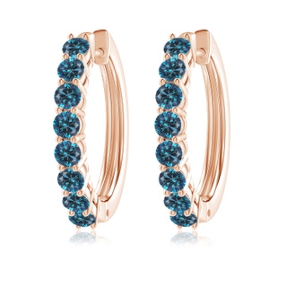 3.2mm AAA Airline-Set Blue Diamond Hinged Hoop Earrings in Rose Gold