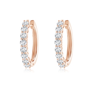 2.3mm GVS2 Airline-Set Diamond Hinged Hoop Earrings in Rose Gold