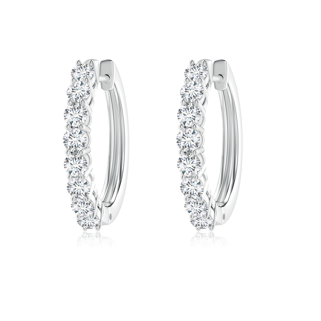 2.5mm GVS2 Airline-Set Diamond Hinged Hoop Earrings in White Gold