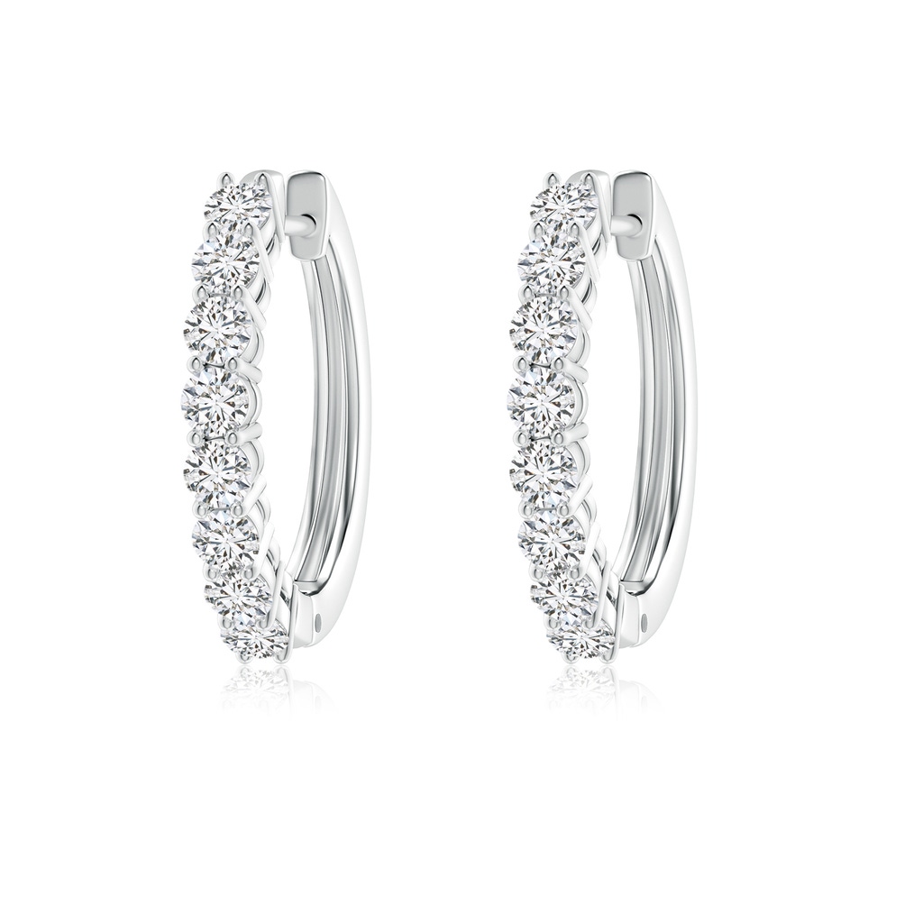 2.5mm HSI2 Airline-Set Diamond Hinged Hoop Earrings in White Gold