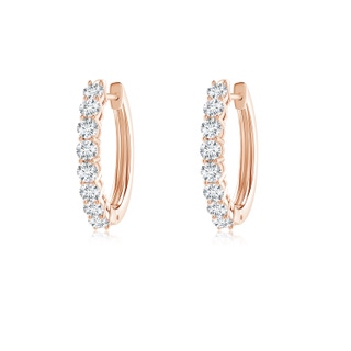 2mm GVS2 Airline-Set Diamond Hinged Hoop Earrings in 10K Rose Gold