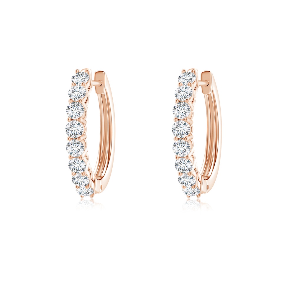 2mm GVS2 Airline-Set Diamond Hinged Hoop Earrings in Rose Gold