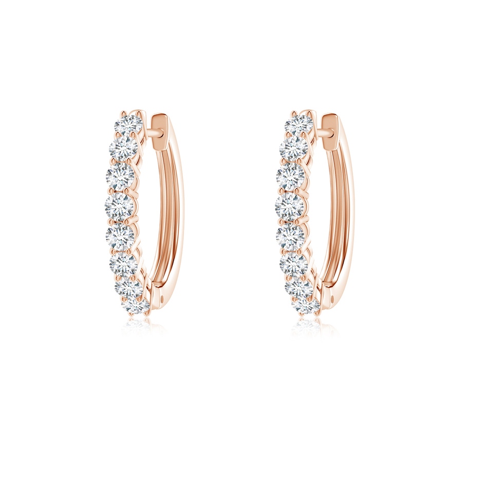 2mm GVS2 Airline-Set Diamond Hinged Hoop Earrings in Rose Gold 