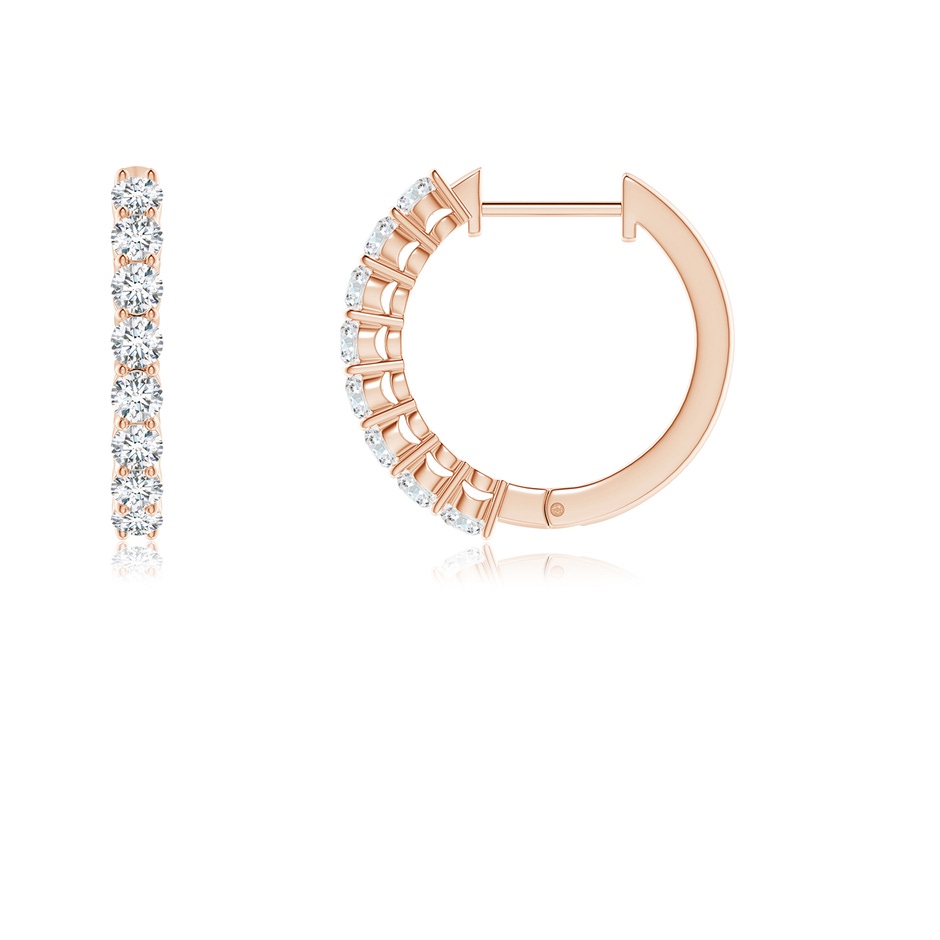 2mm GVS2 Airline-Set Diamond Hinged Hoop Earrings in Rose Gold side-1