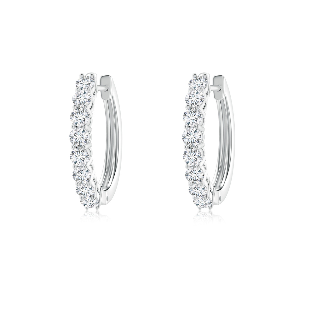 2mm GVS2 Airline-Set Diamond Hinged Hoop Earrings in White Gold