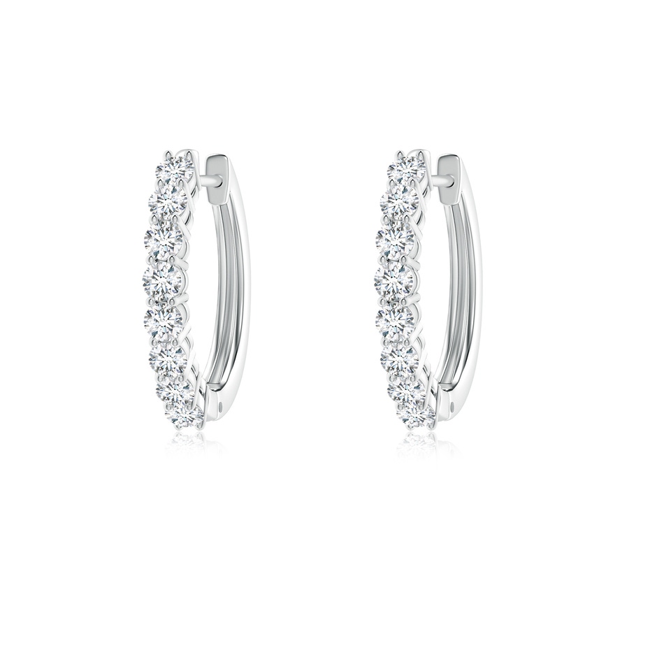 2mm GVS2 Airline-Set Diamond Hinged Hoop Earrings in White Gold 