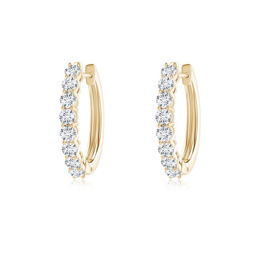 2mm GVS2 Airline-Set Diamond Hinged Hoop Earrings in Yellow Gold 
