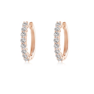 2mm IJI1I2 Airline-Set Diamond Hinged Hoop Earrings in 9K Rose Gold