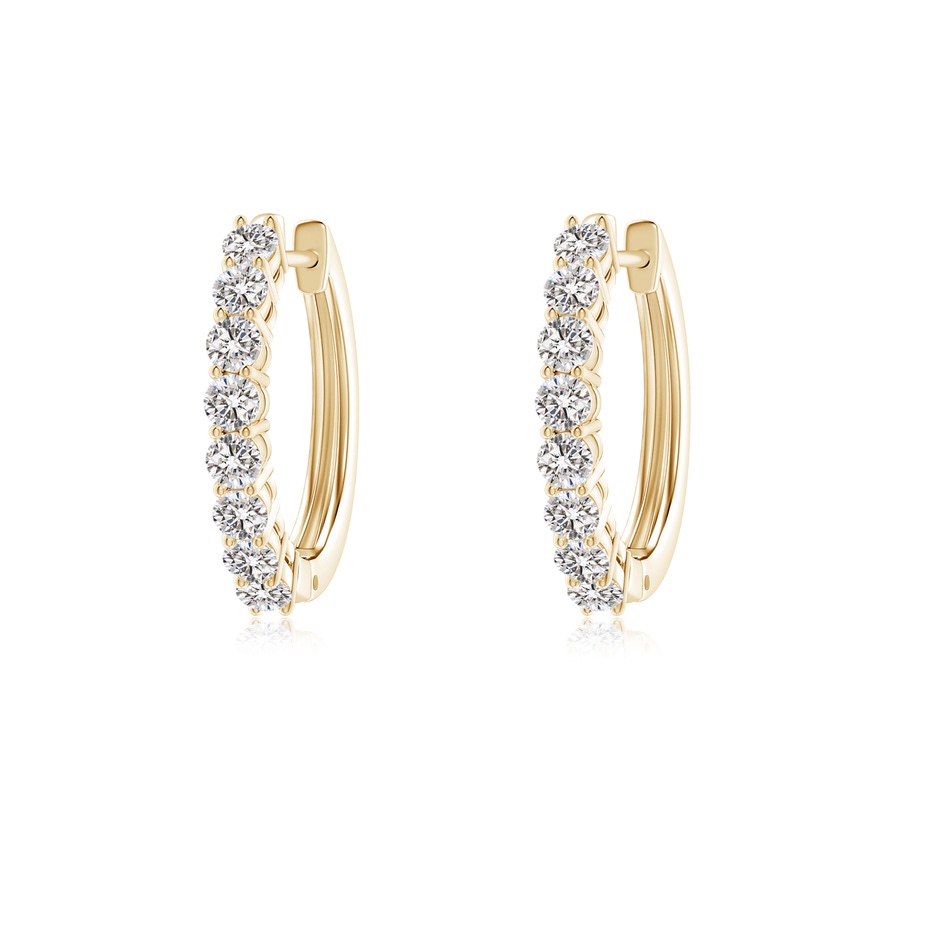 2mm IJI1I2 Airline-Set Diamond Hinged Hoop Earrings in Yellow Gold 