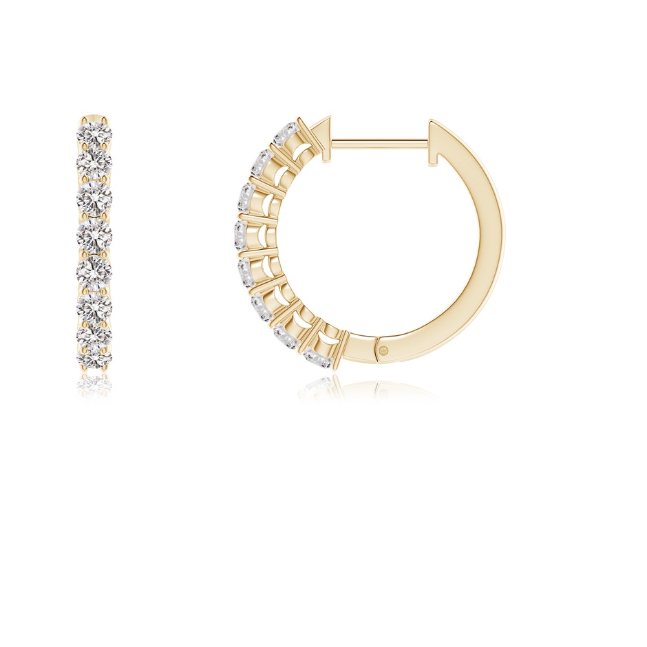 2mm IJI1I2 Airline-Set Diamond Hinged Hoop Earrings in Yellow Gold side-1