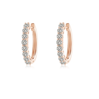 2mm KI3 Airline-Set Diamond Hinged Hoop Earrings in 9K Rose Gold