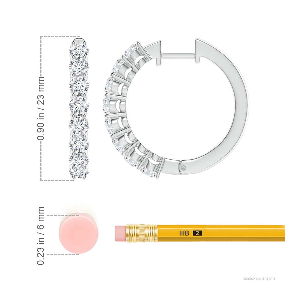 3.2mm GVS2 Airline-Set Diamond Hinged Hoop Earrings in P950 Platinum ruler