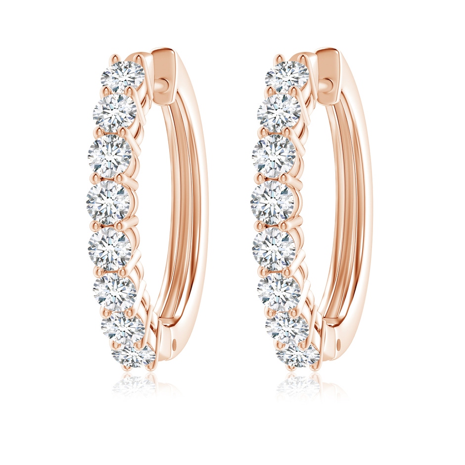 3.2mm GVS2 Airline-Set Diamond Hinged Hoop Earrings in Rose Gold 