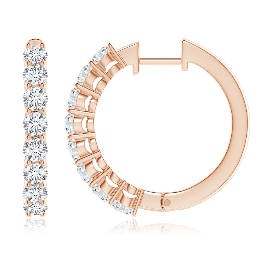 3.2mm GVS2 Airline-Set Diamond Hinged Hoop Earrings in Rose Gold side-1