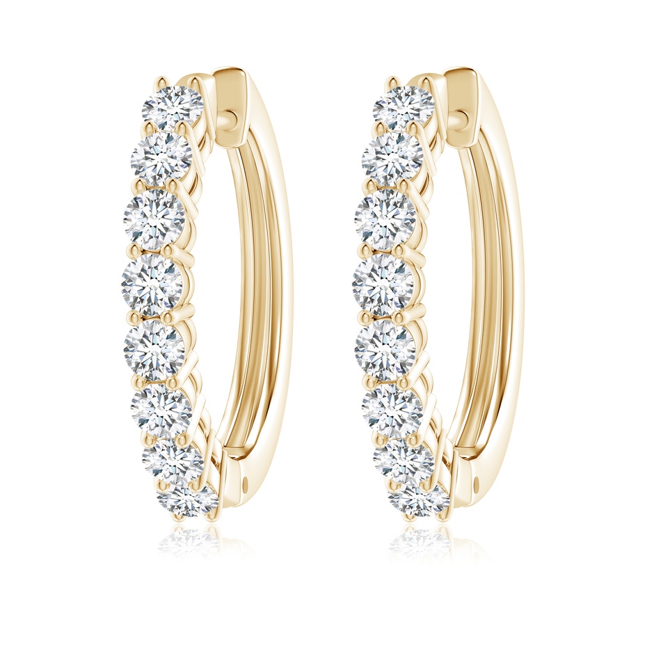 3.2mm GVS2 Airline-Set Diamond Hinged Hoop Earrings in Yellow Gold 