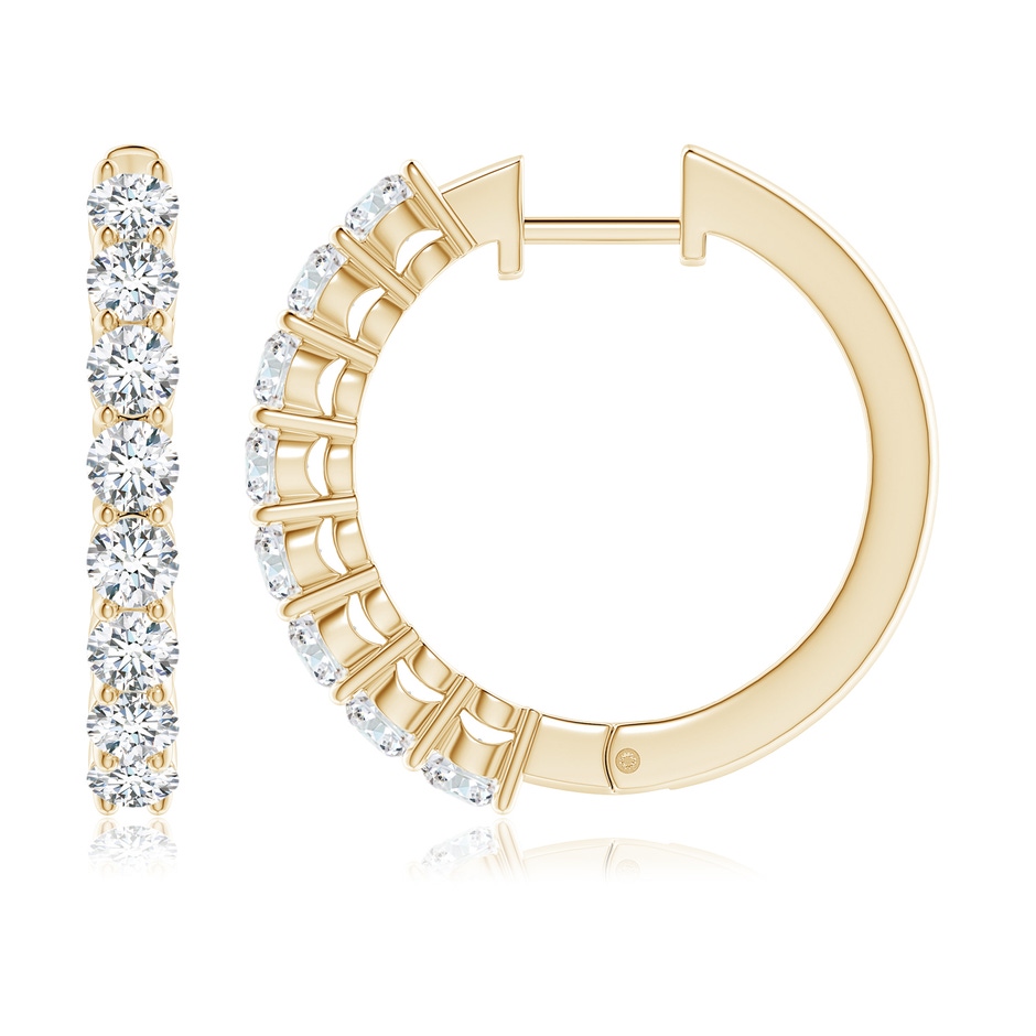 3.2mm GVS2 Airline-Set Diamond Hinged Hoop Earrings in Yellow Gold side-1