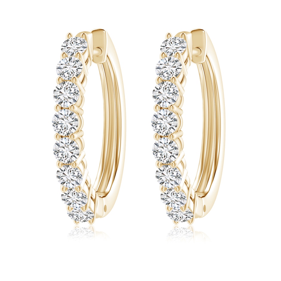 3.2mm HSI2 Airline-Set Diamond Hinged Hoop Earrings in Yellow Gold 