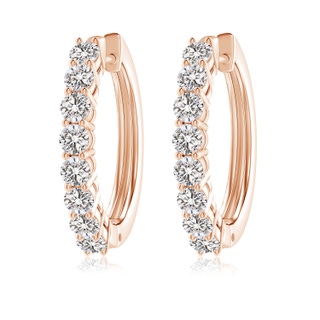 3.2mm IJI1I2 Airline-Set Diamond Hinged Hoop Earrings in 9K Rose Gold