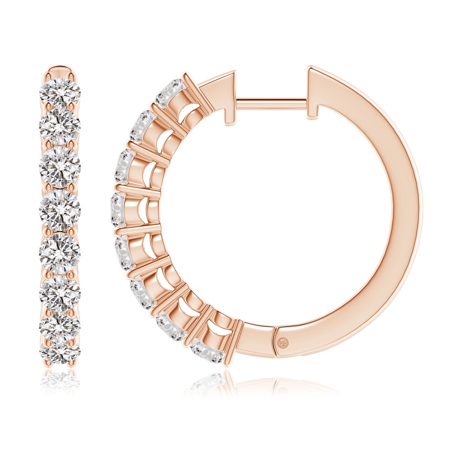 3.2mm IJI1I2 Airline-Set Diamond Hinged Hoop Earrings in Rose Gold side-1