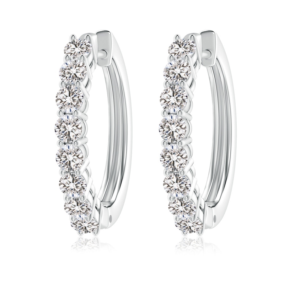 3.2mm IJI1I2 Airline-Set Diamond Hinged Hoop Earrings in White Gold 