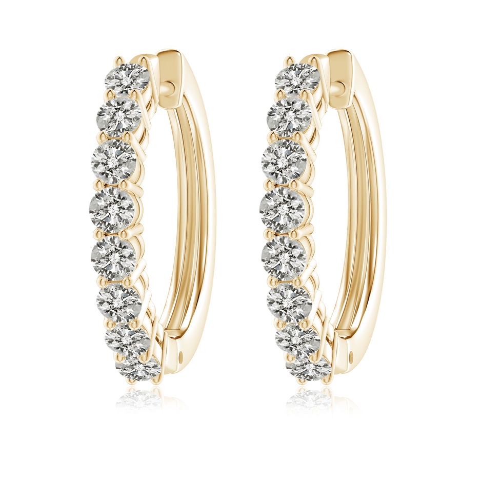 3.2mm KI3 Airline-Set Diamond Hinged Hoop Earrings in Yellow Gold 