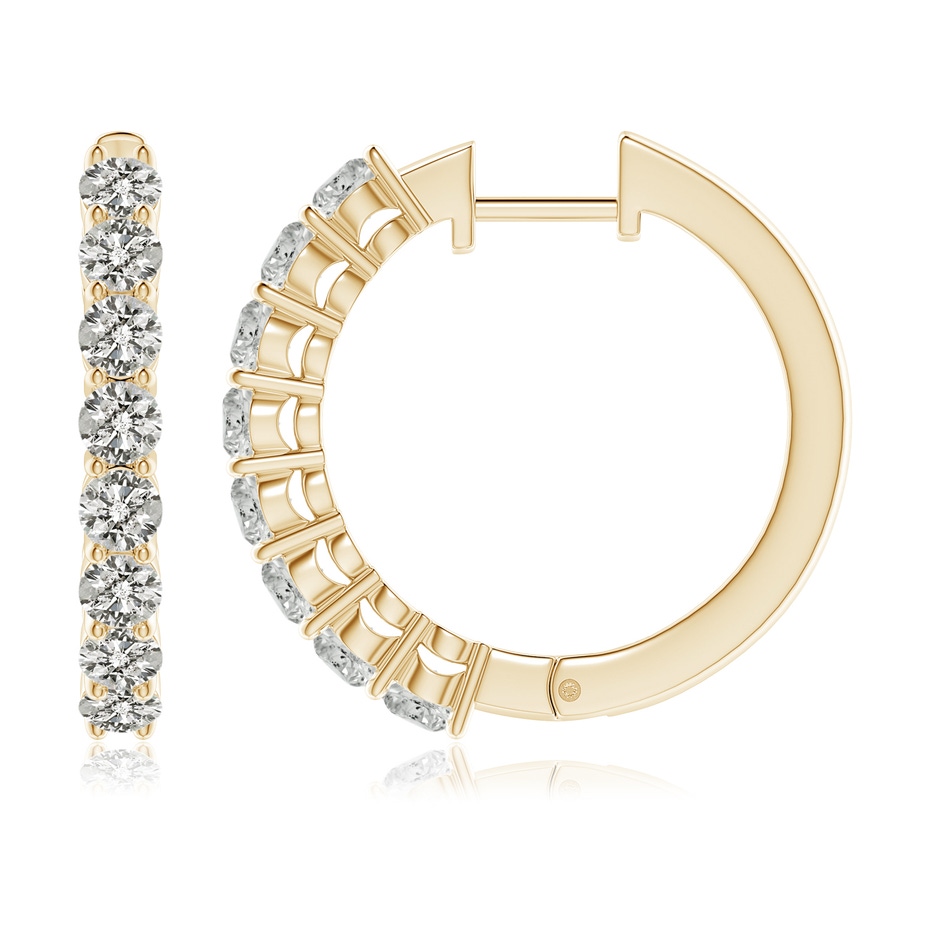 3.2mm KI3 Airline-Set Diamond Hinged Hoop Earrings in Yellow Gold side-1