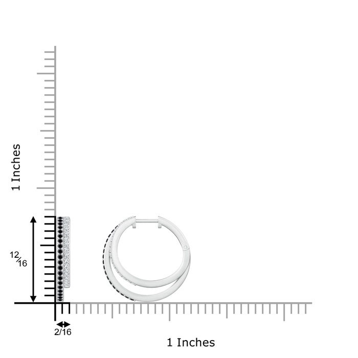 1.15mm A Black Diamond Double Hoop Earrings in P950 Platinum product image